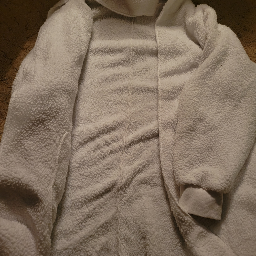 White fluffy winter Hooded Cardigan